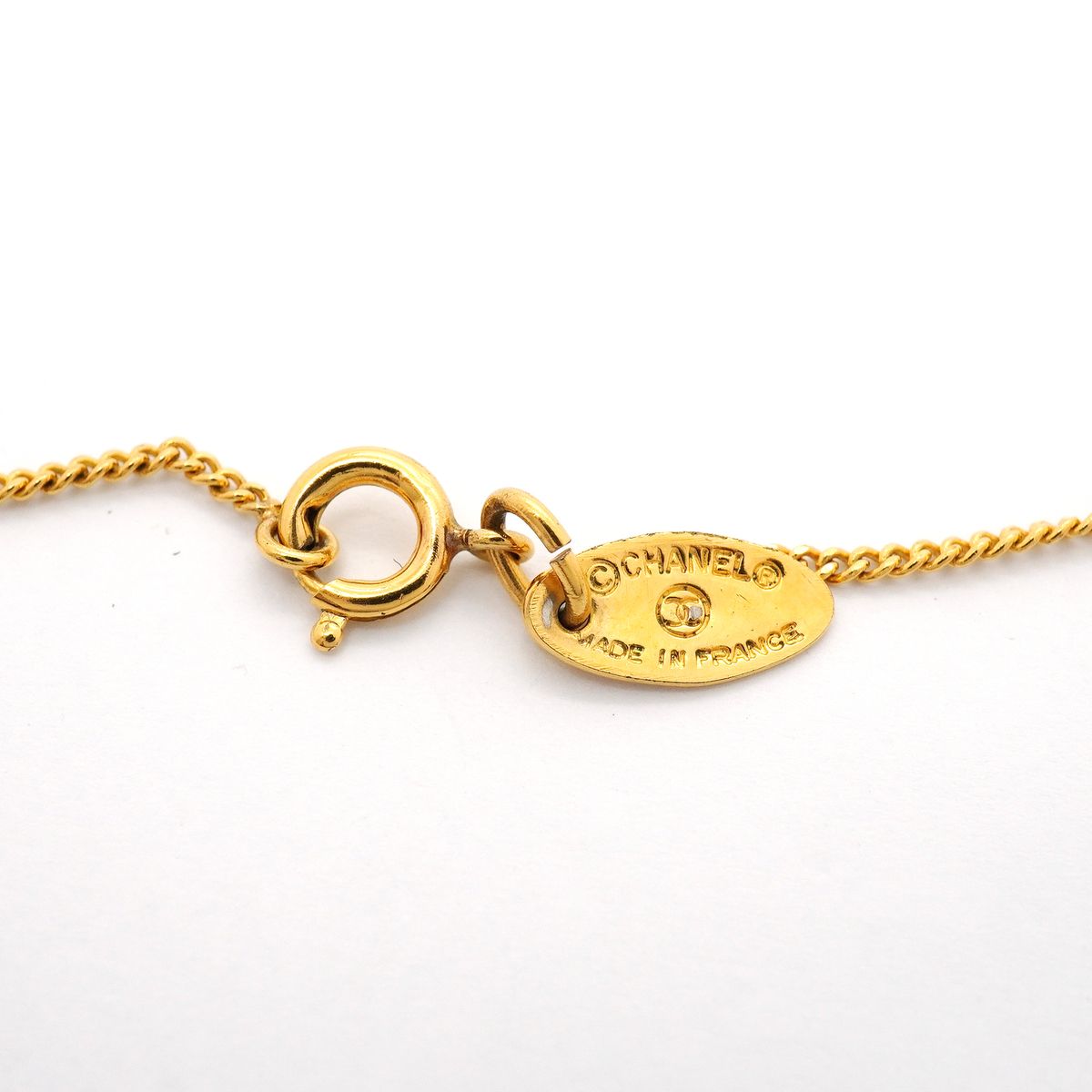 Chanel Necklace Vintage CC Logo Gold Plated Rhinestone — view 4