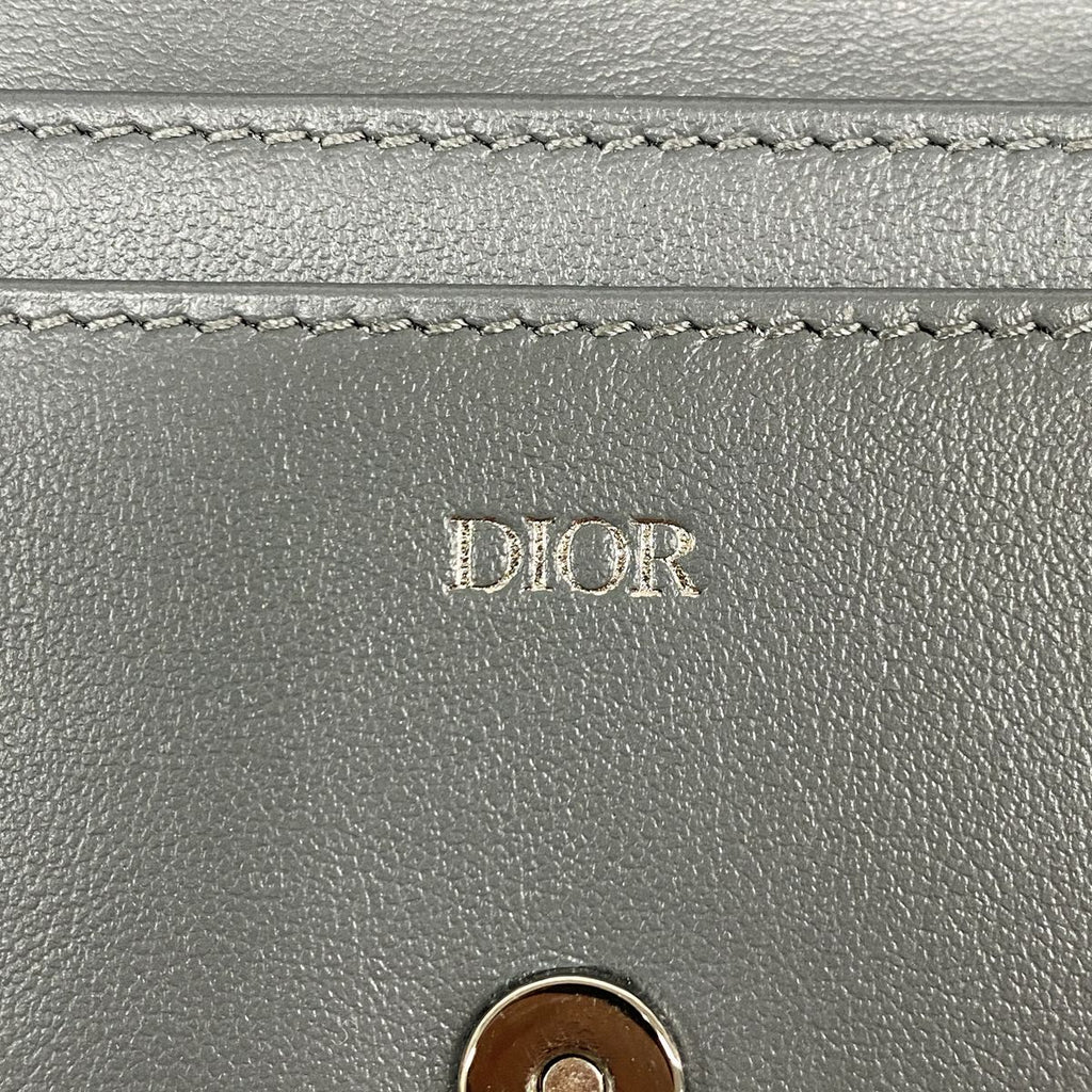 Dior Card Case Oblique Saddle Canvas Leather Gray Silver — view 4