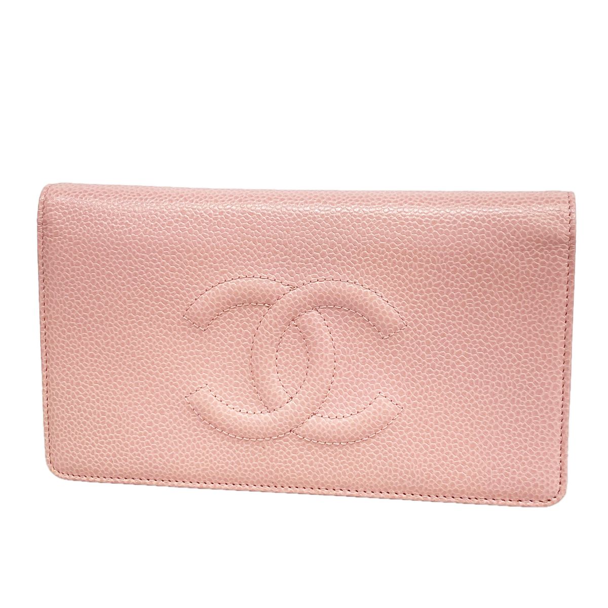 Chanel Wallet Caviar Leather Pink Silver