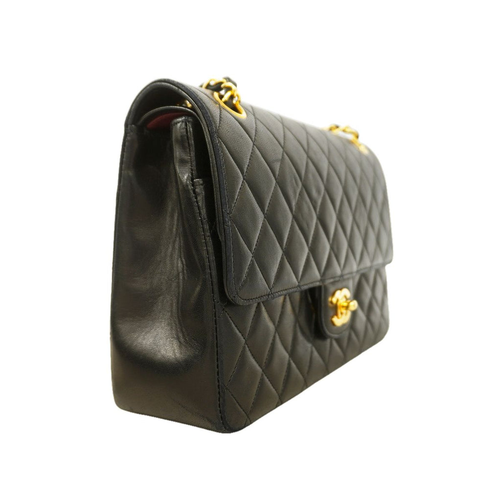 Chanel Shoulder Bag Quilted Lambskin Black Gold — view 2