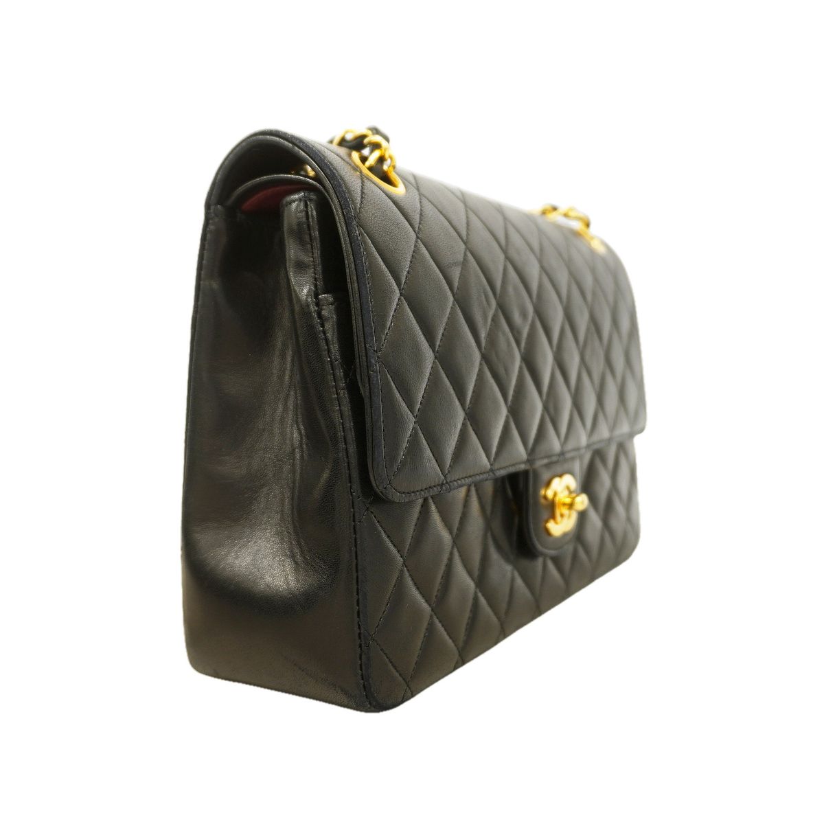 Chanel Shoulder Bag Quilted Lambskin Black Gold — view 2