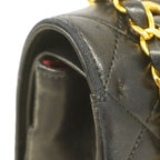 Chanel Shoulder Bag Quilted Lambskin Black Gold — view 7