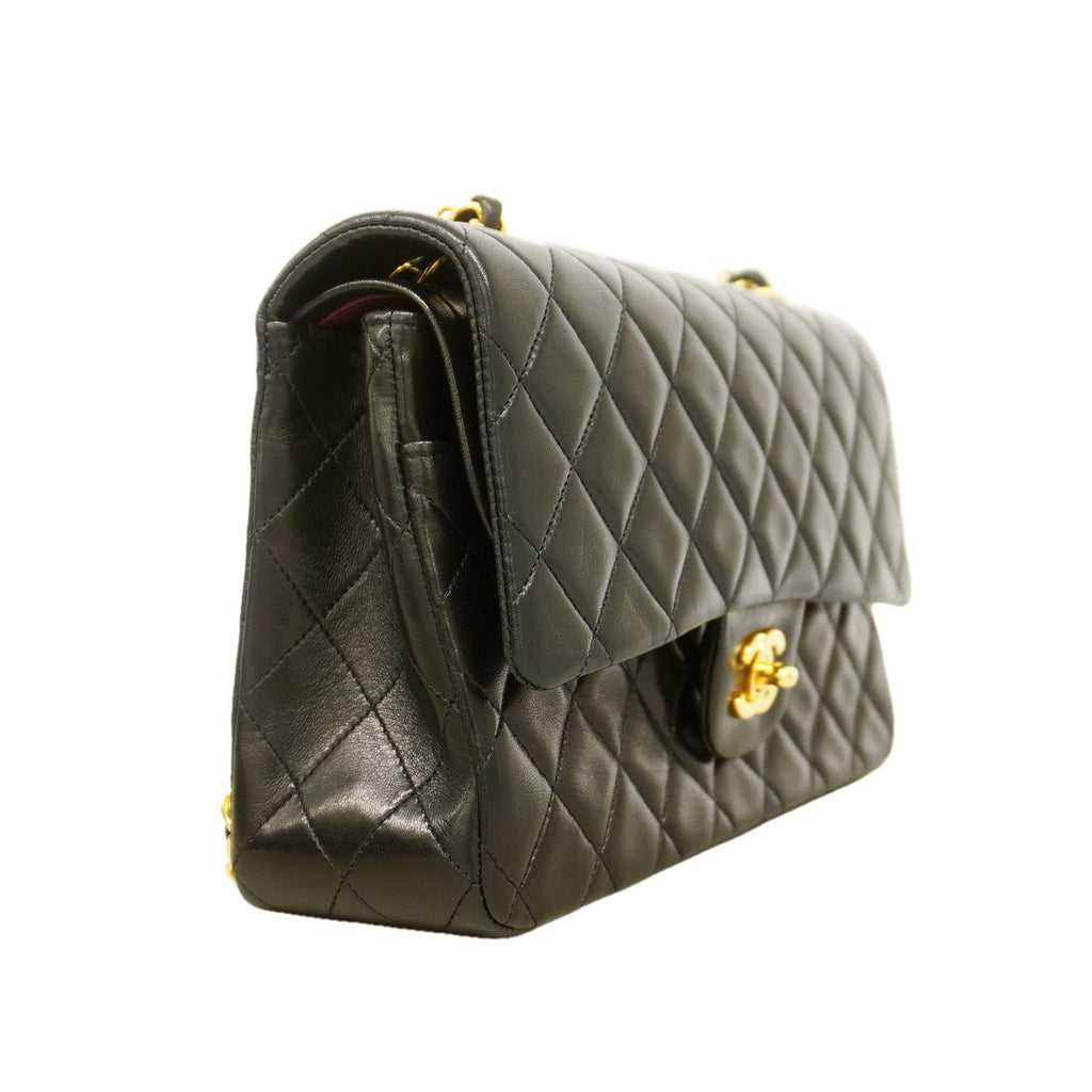 Chanel Shoulder Bag Quilted Lambskin Black Gold — view 2