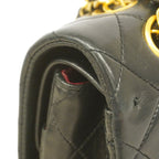 Chanel Shoulder Bag Quilted Lambskin Black Gold — view 7