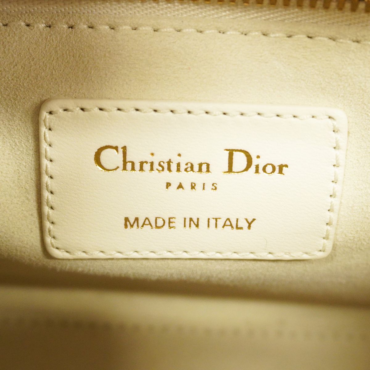 Dior Handbag Cannage Lady Leather White Champagne Gold 2-Way Bag — view 5