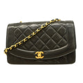 Chanel Shoulder Bag Diana Lambskin Black Gold