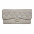 Chanel Wallet Quilted Lambskin Gray Silver