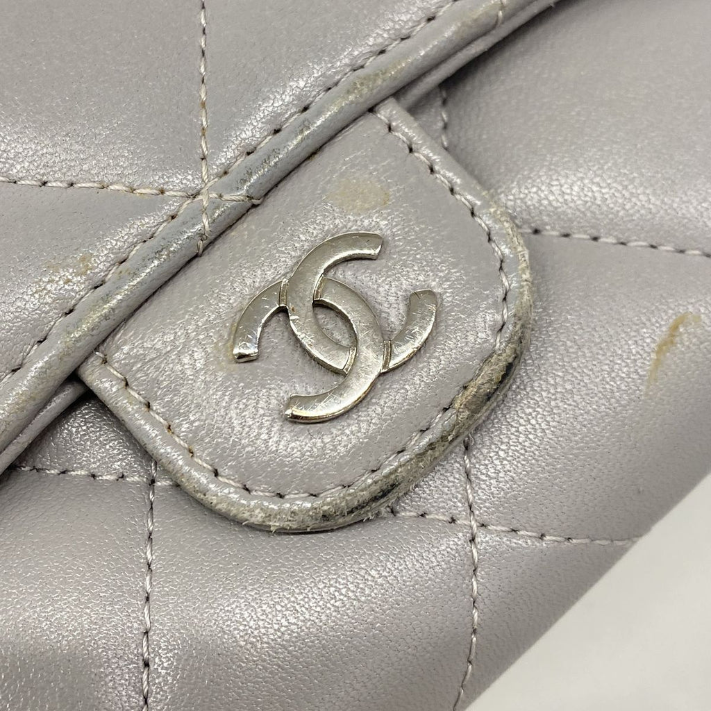 Chanel Wallet Quilted Lambskin Gray Silver — view 7