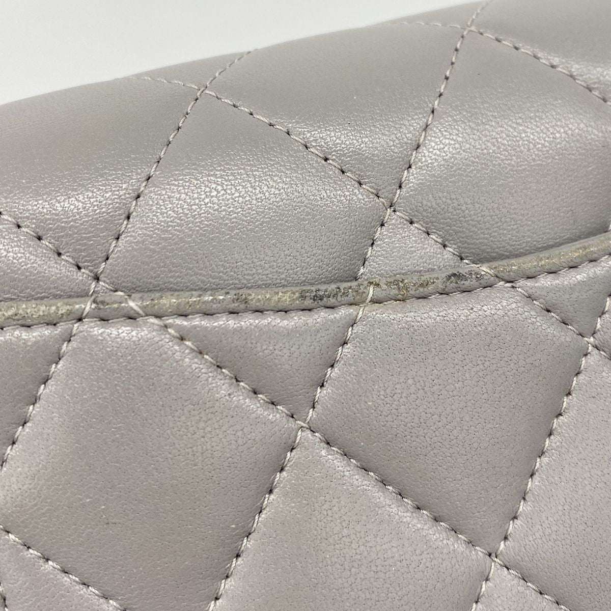 Chanel Wallet Quilted Lambskin Gray Silver — view 8