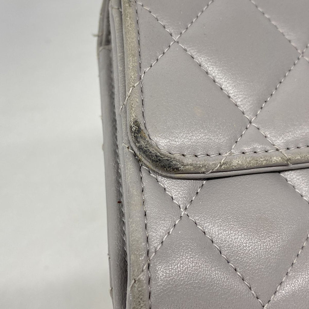 Chanel Wallet Quilted Lambskin Gray Silver — view 5
