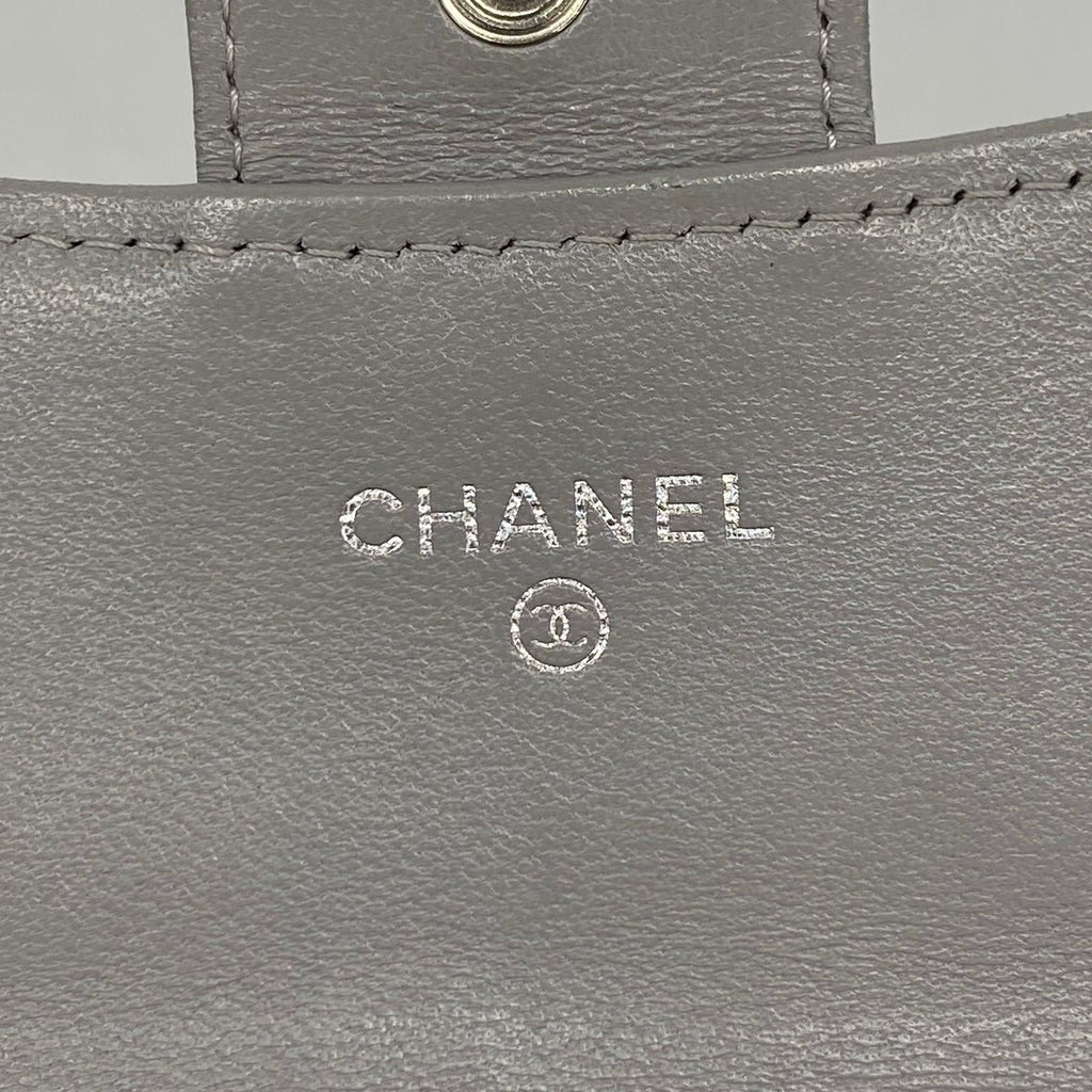 Chanel Wallet Quilted Lambskin Gray Silver — view 4