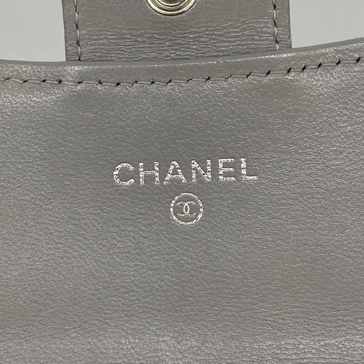 Chanel Wallet Quilted Lambskin Gray Silver — view 4