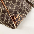 Celine Tote Bag Macadam Nylon Canvas Brown Champagne Gold — view 6