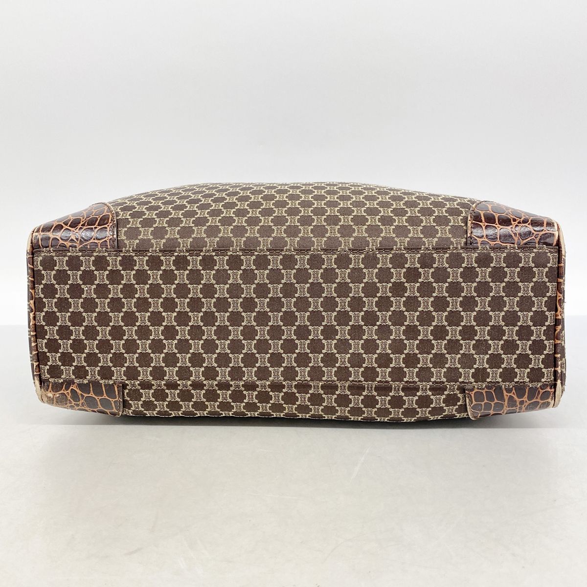 Celine Tote Bag Macadam Nylon Canvas Brown Champagne Gold — view 3
