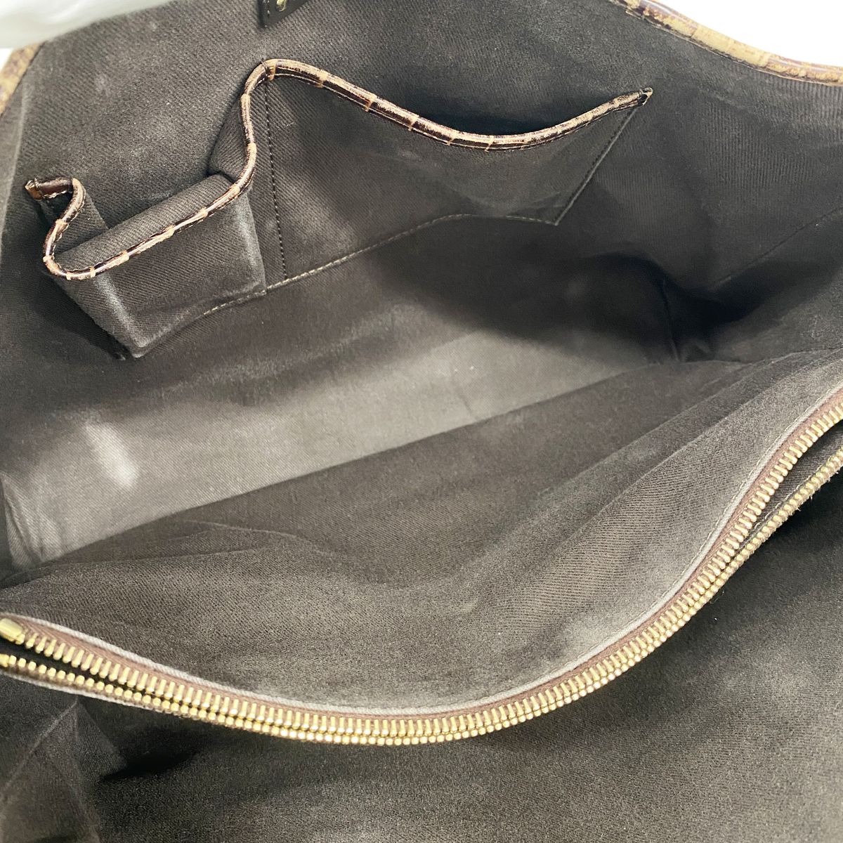 Celine Tote Bag Macadam Nylon Canvas Brown Champagne Gold — view 4