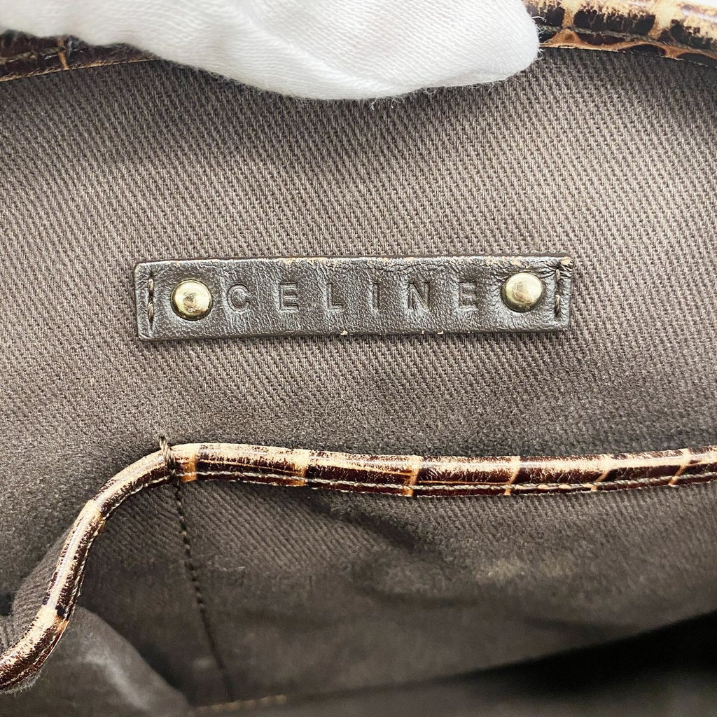 Celine Tote Bag Macadam Nylon Canvas Brown Champagne Gold — view 5