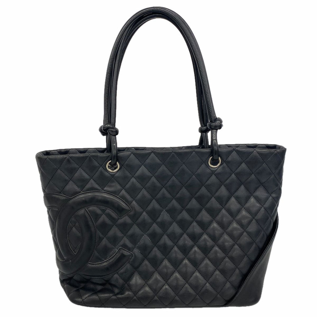 Chanel Tote Bag Cambon Lambskin Black Silver