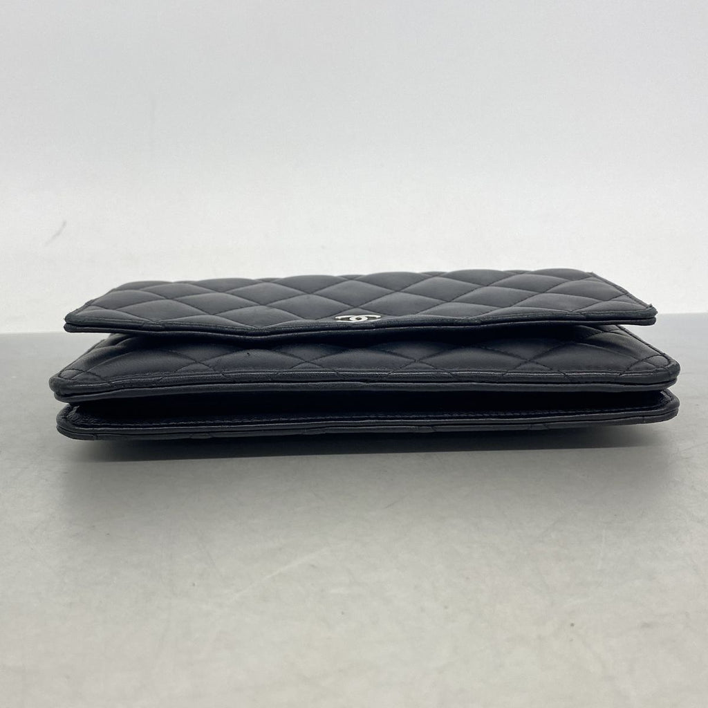 Chanel Wallet on Chain Quilted Lambskin Black Silver Shoulder Bag — view 3