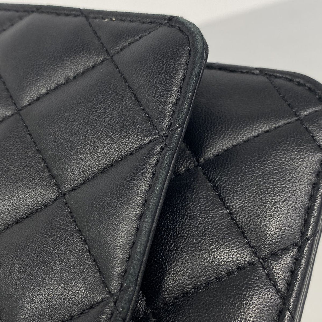 Chanel Wallet on Chain Quilted Lambskin Black Silver Shoulder Bag — view 7