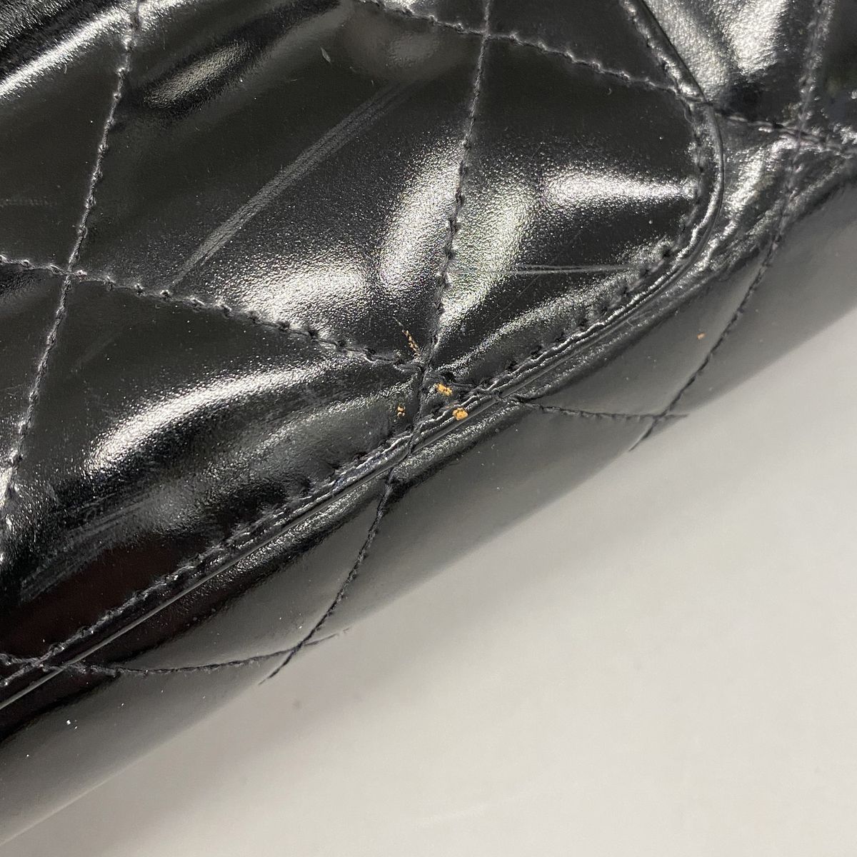 Chanel Tote Bag Quilted Patent Leather Black Gold — view 7