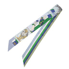 Hermes Twilly Grand Thetre Nouveau Scarf Silk Blue Green White
