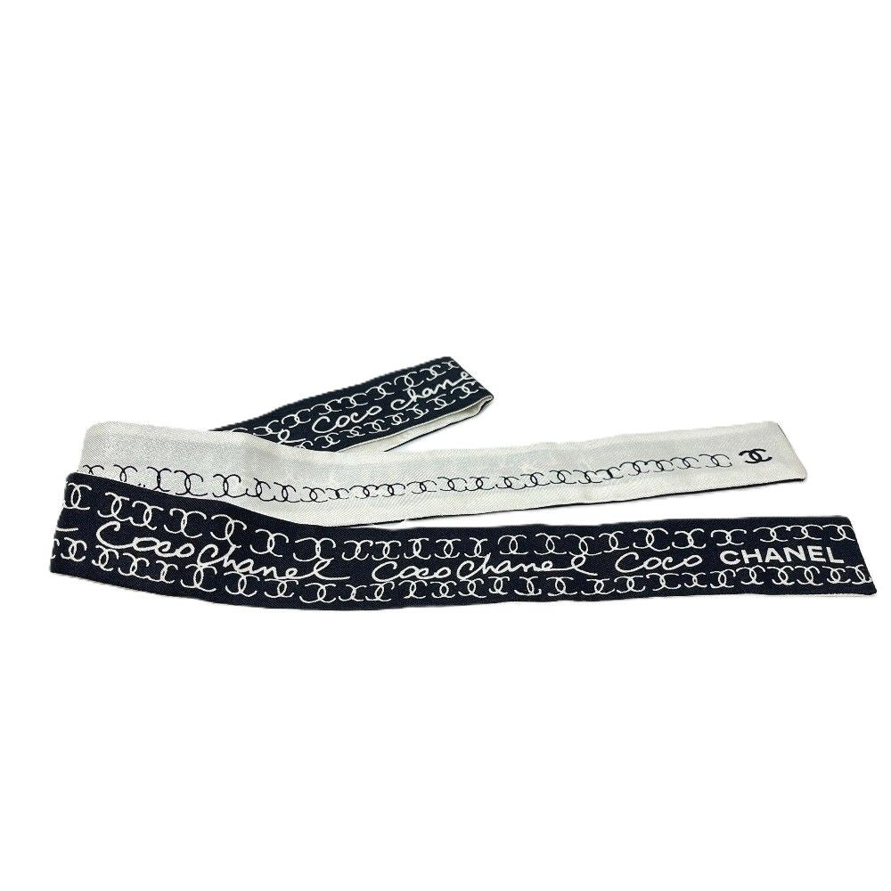Chanel Scarf CC Logo Bicolor Silk Black — view 3