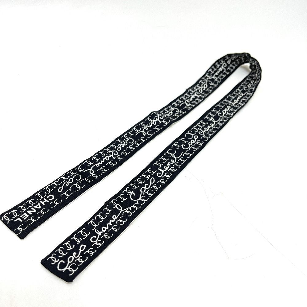 Chanel Scarf CC Logo Bicolor Silk Black