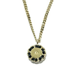 Chanel CC Logo Necklace Gold White Black Faux Padding Stainless Steel — view 4