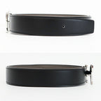 Hermes Belt Buckle Panash Leather 32 Black Gray Silver Reversible — view 3
