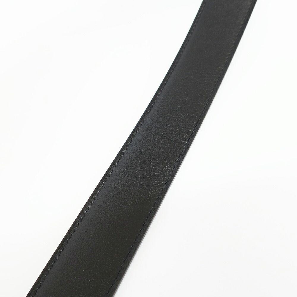 Hermes Belt Buckle Panash Leather 32 Black Gray Silver Reversible — view 6