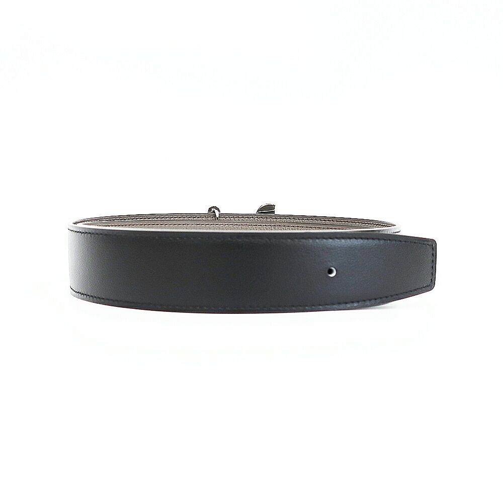Hermes Belt Buckle Panash Leather 32 Black Gray Silver Reversible — view 2