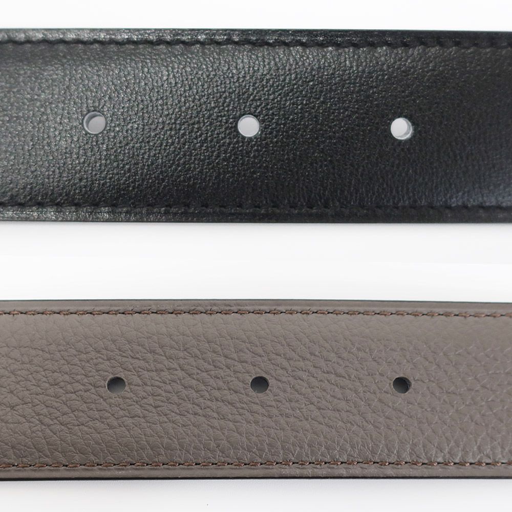 Hermes Belt Buckle Panash Leather 32 Black Gray Silver Reversible — view 8
