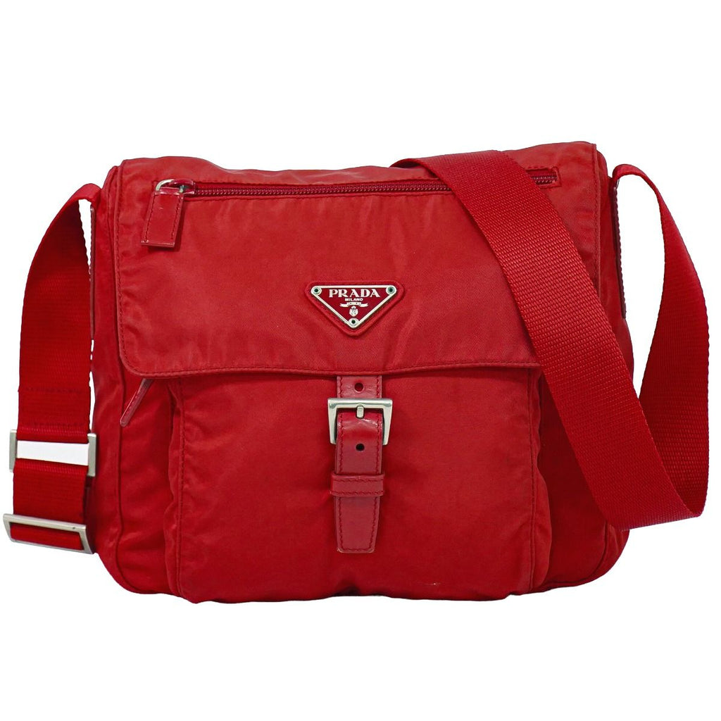 Prada Vela Shoulder Bag Pochette Nylon Red