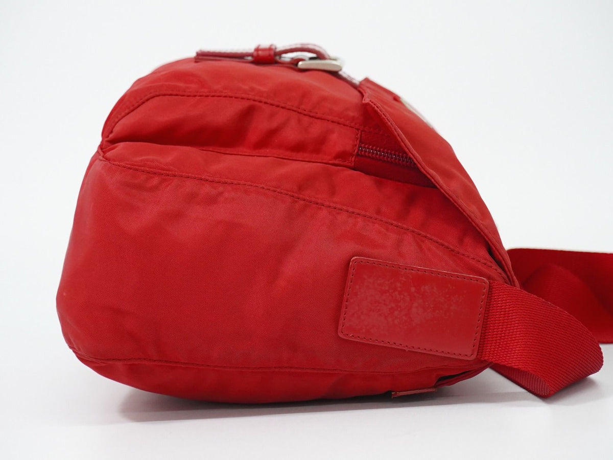 Prada Vela Shoulder Bag Pochette Nylon Red — view 4