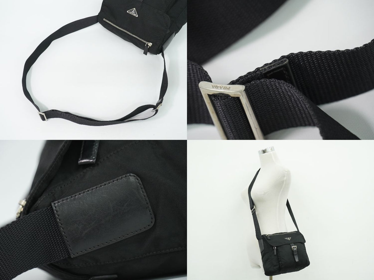 Prada Nylon Shoulder Bag Pochette Black — view 6