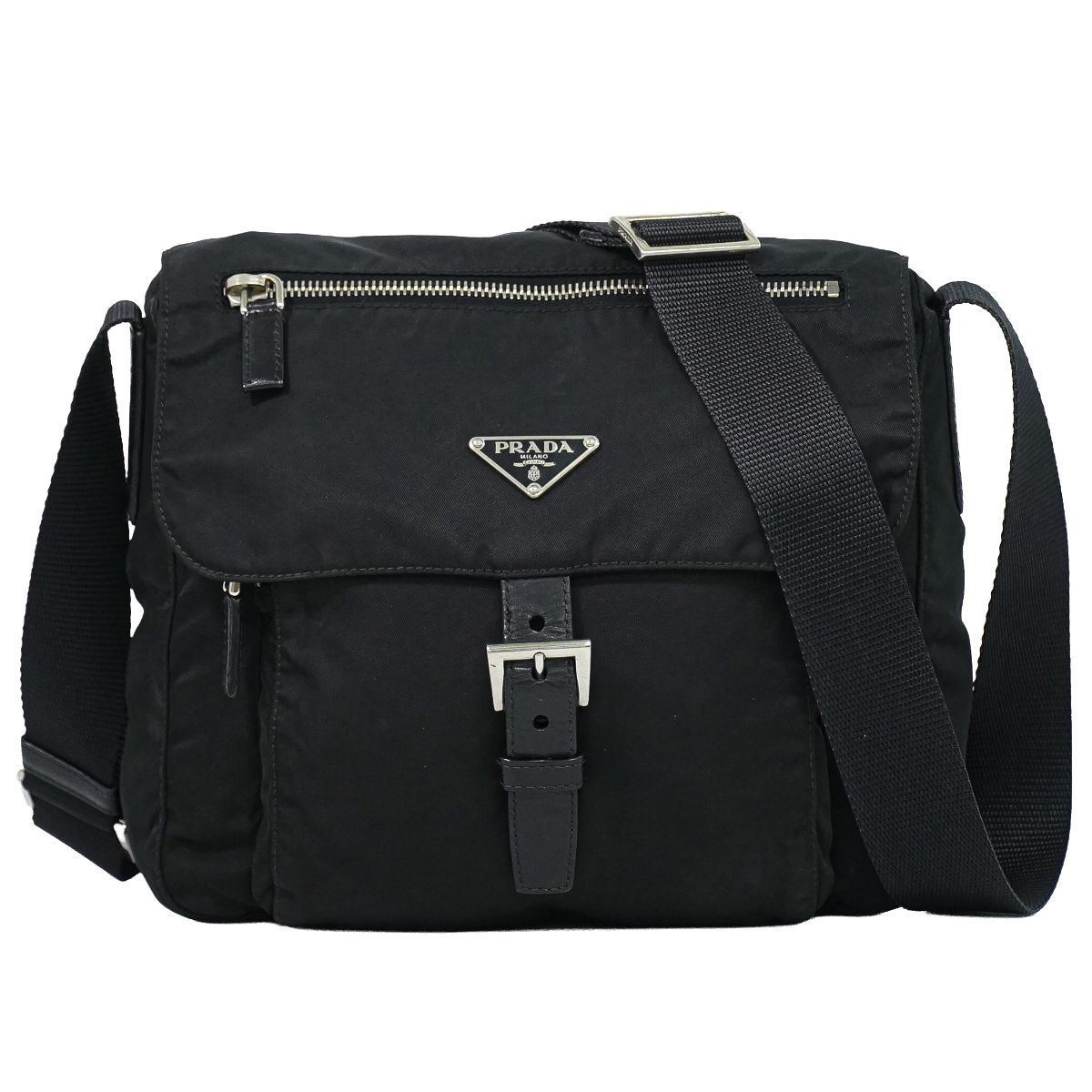Prada Nylon Shoulder Bag Pochette Black