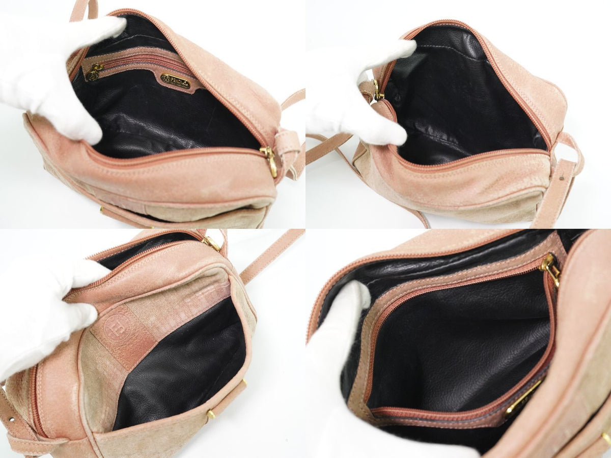 Fendi Suede Leather Shoulder Bag Pochette Pink — view 8