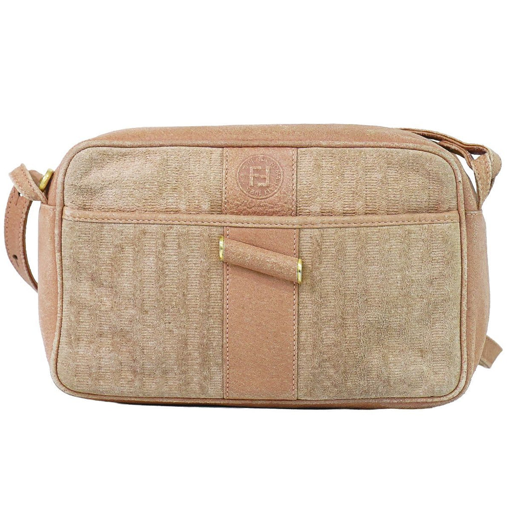 Fendi Suede Leather Shoulder Bag Pochette Pink