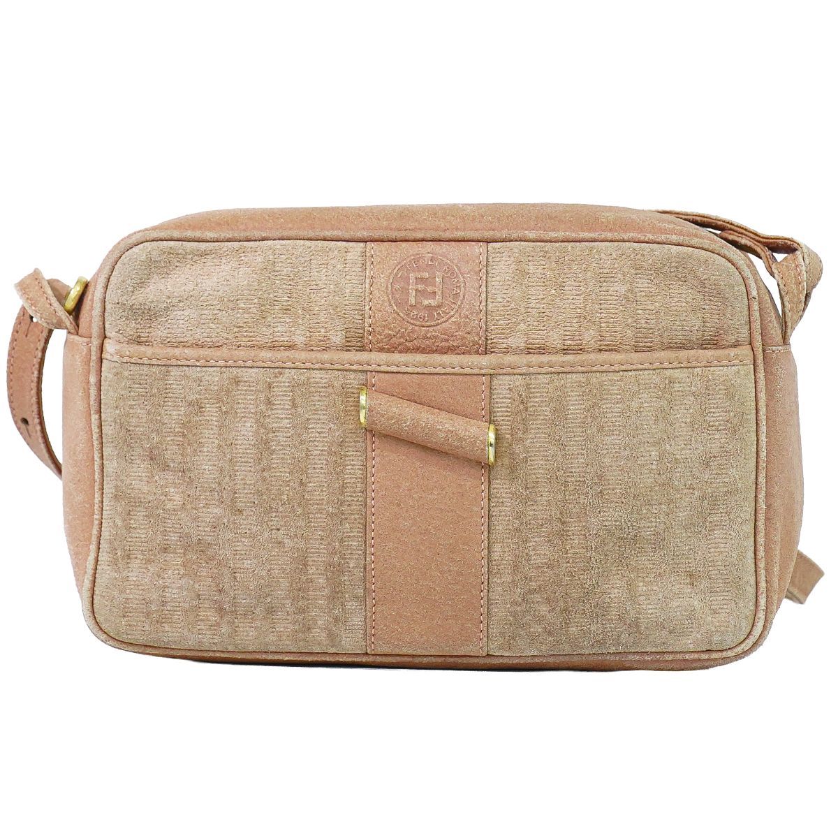 Fendi Suede Leather Shoulder Bag Pochette Pink