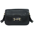 Gucci Vintage Gucci Horsebit Interlocking G Shoulder Bag Leather Black