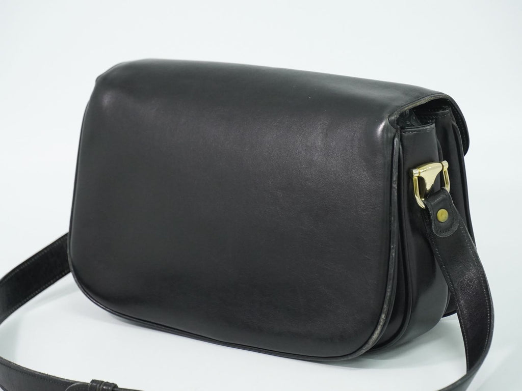 Gucci Vintage Gucci Horsebit Interlocking G Shoulder Bag Leather Black — view 2