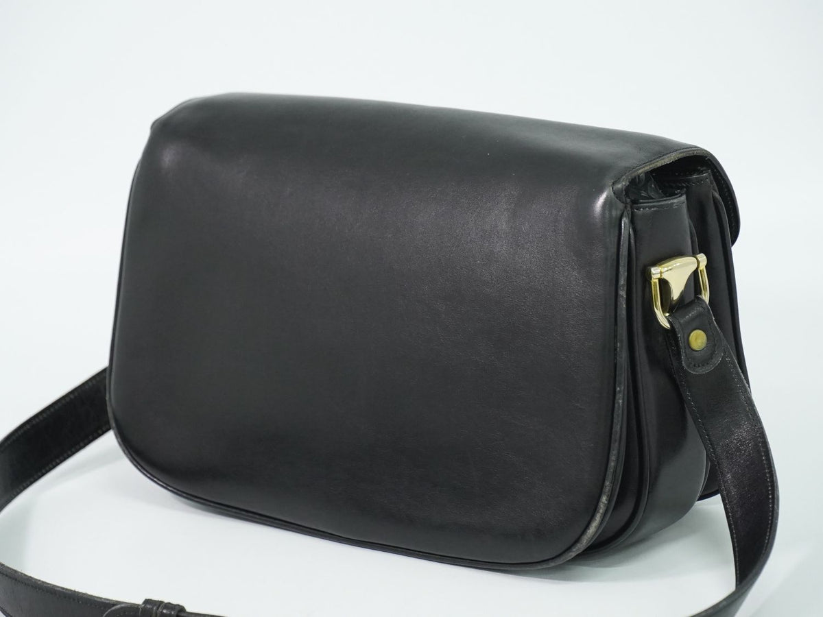 Gucci Vintage Gucci Horsebit Interlocking G Shoulder Bag Leather Black — view 2