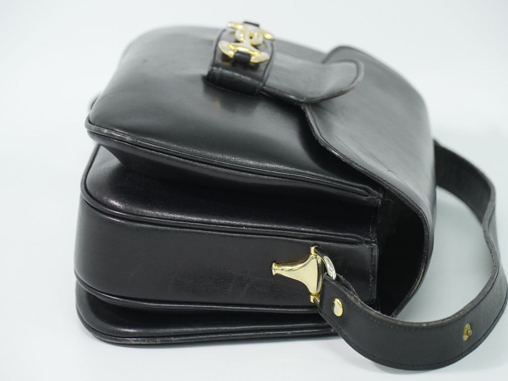 Gucci Vintage Gucci Horsebit Interlocking G Shoulder Bag Leather Black — view 4