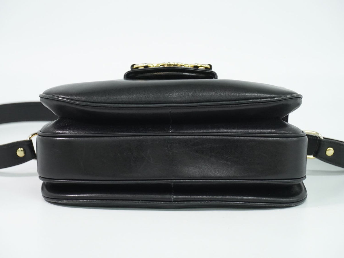 Gucci Vintage Gucci Horsebit Interlocking G Shoulder Bag Leather Black — view 3