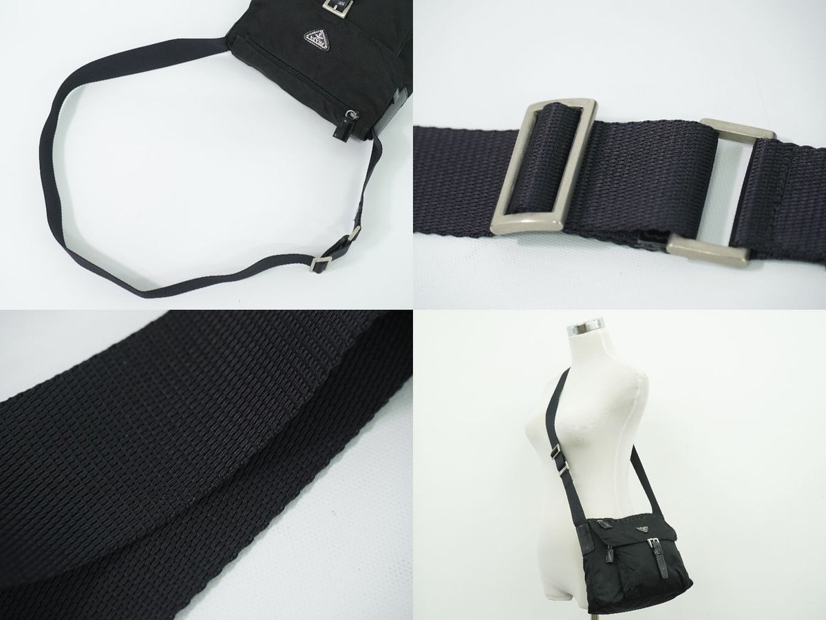 Prada Nylon Shoulder Bag Pochette Black — view 6