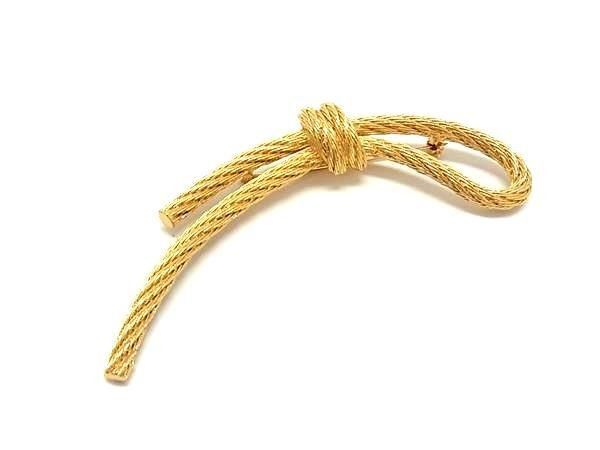 Dior Brooch Gold Metal Rhinestone Rope Motif