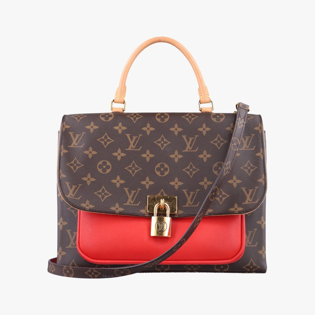 Louis Vuitton Marignan Monogram Brown Coquelicot Canvas Calfskin
