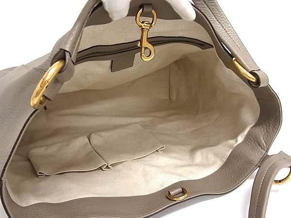 Gucci Tote Bag Interlocking G Greige Leather Gold — view 5