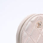 Chanel Quilted Airpods Case Coin Purse CC Logo Leather Champagne Gold — view 4