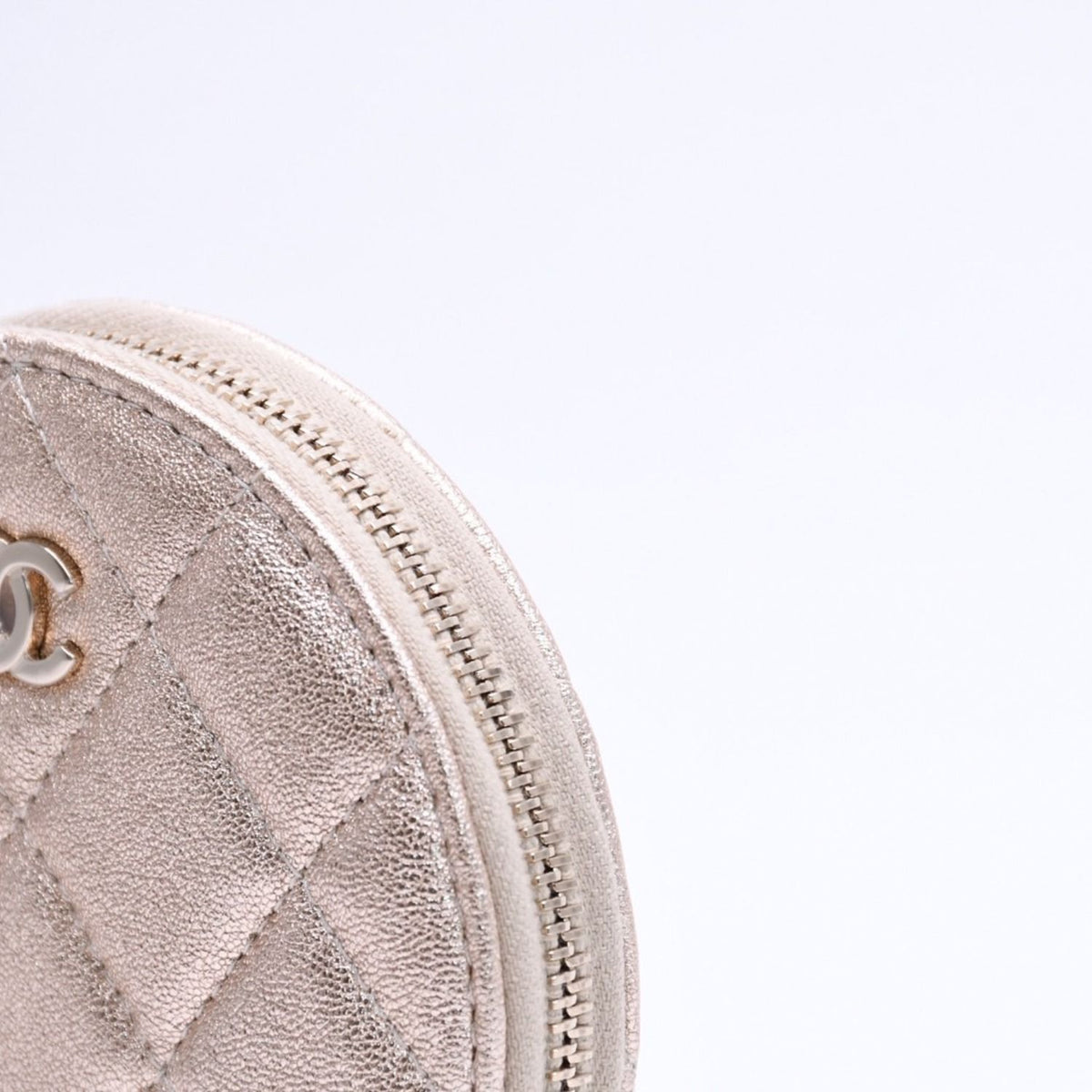 Chanel Quilted Airpods Case Coin Purse CC Logo Leather Champagne Gold — view 6